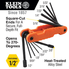 Pro Folding Hex Key Set, 11-Key, SAE Sizes | 70550 - Cable Connection & Supply 