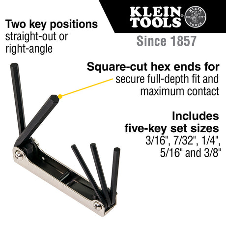Folding Hex Key Set, 5-Key, SAE Sizes | 70579 - Cable Connection & Supply 