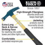 Electrician's Straight-Claw Hammer | 807-18 - Cable Connection & Supply 