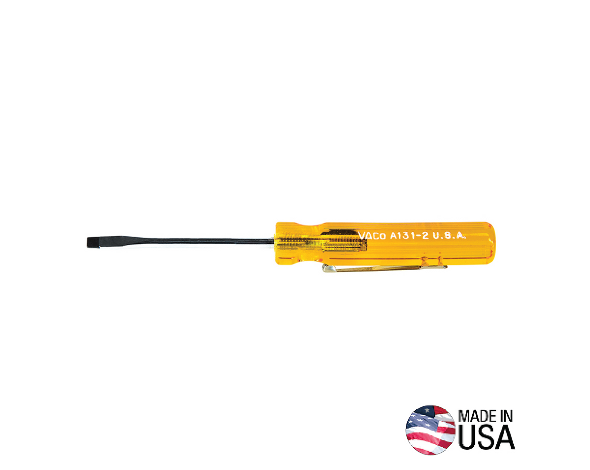 1/8-Inch Keystone Pocket Clip Screwdriver, 2-Inch Round Shank | A131-2 - Cable Connection & Supply 