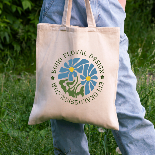 Stylish, reusable tote bag with a prominently displayed company logo, ideal for daily errands and brand visibility.