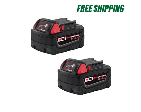 M18 18-Volt Lithium-Ion XC Extended Capacity 5.0 Ah Battery Pack (2-Pack) | 48-11-1852 - Cable Connection & Supply 