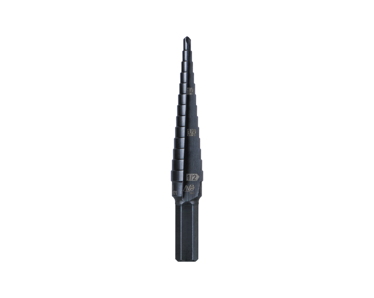 13-Step Drill Bit, 3/8-Inch Hex, Double Straight Flute, 1/8-Inch to 1/2-Inch | KTSB01 - Cable Connection & Supply 