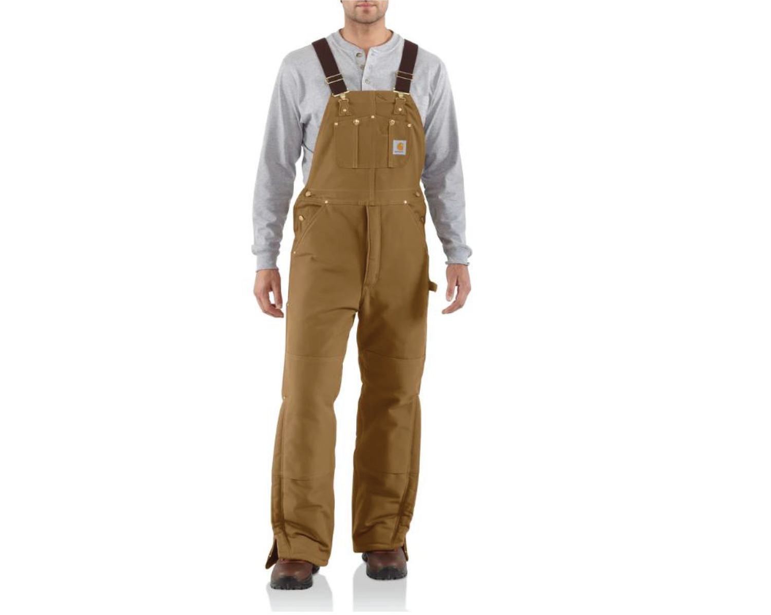 Carhartt Brown Arctic Quilt Lined Duck Bib Overall | R03