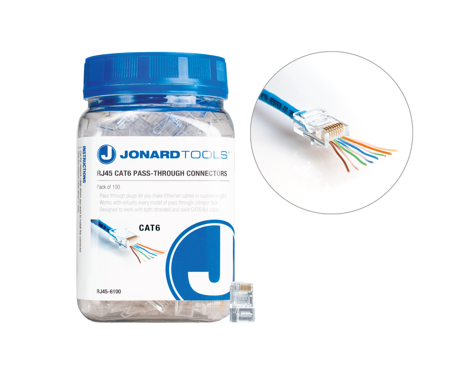 Connettori RJ45 modulari CAT6 con estremità a crimpare 8P8C RJ45 22-26 AWG per cavo CAT5 CAT5E Connettori RJ45 modulari CAT6 con estremità a crimpare 8P8C RJ45 22-26 AWG per cavo CAT5 CAT5E