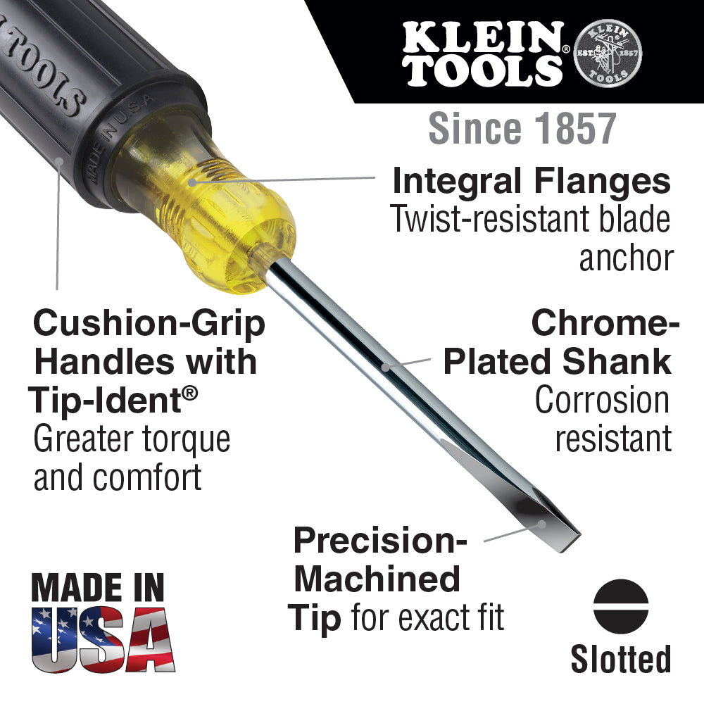 3/16-Inch Cabinet Screwdriver, 6-Inch Round Shank | 601-6 - Cable Connection & Supply 