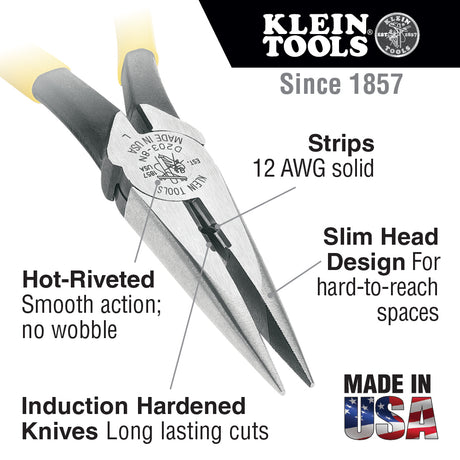 Pliers, Needle Nose Side Cutters with Stripping, 8-Inch | D203-8N - Cable Connection & Supply 