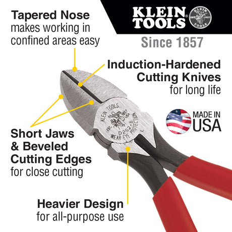 Diagonal Cutting Pliers, Heavy-Duty, All-Purpose, 6-Inch | D252-6 - Cable Connection & Supply 