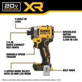DEWALT 20V MAX XR 3-Speed 1/4 Inch High Torque Impact Driver (Tool Only) | DCF860B - Cable Connection & Supply 