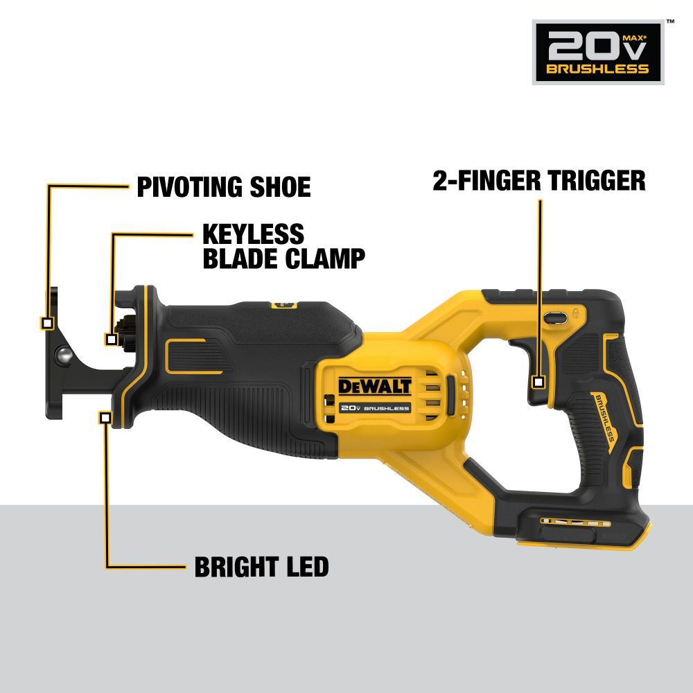 DEWALT 20V MAX Cordless Brushless Reciprocating Saw (Tool Only) | DCS382B - Cable Connection & Supply 