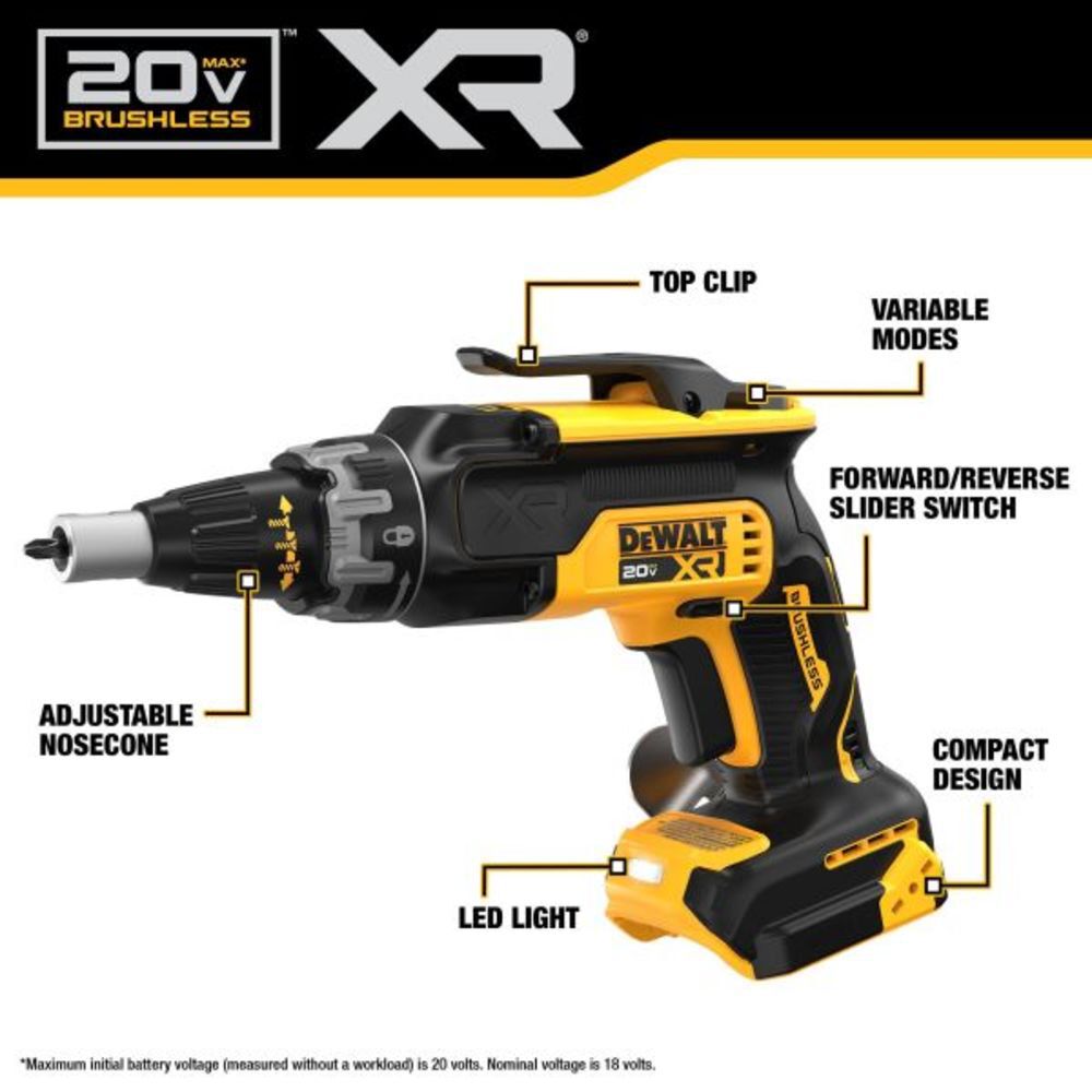 DEWALT 20V MAX XR Drywall Screwgun (Tool Only) | DCF630B - Cable Connection & Supply 
