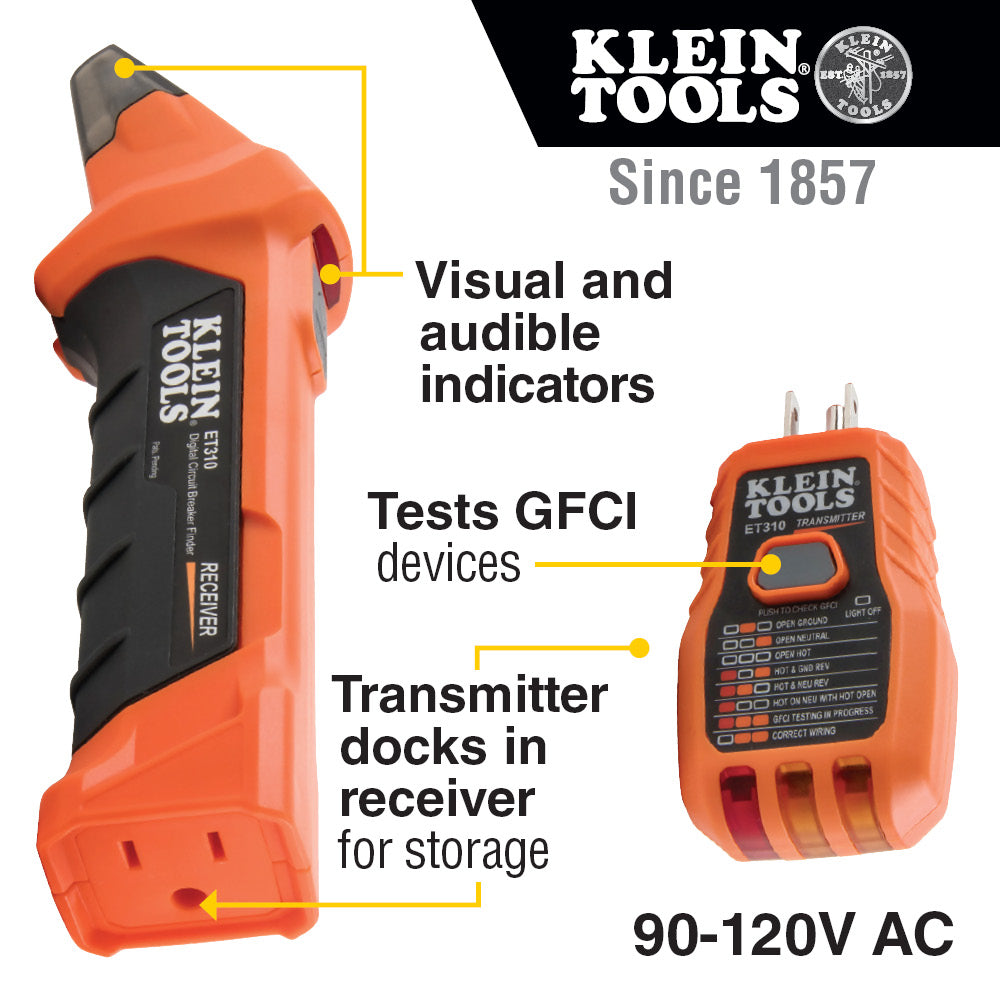 Digital Circuit Breaker Finder with GFCI Outlet Tester | ET310 - Cable Connection & Supply 