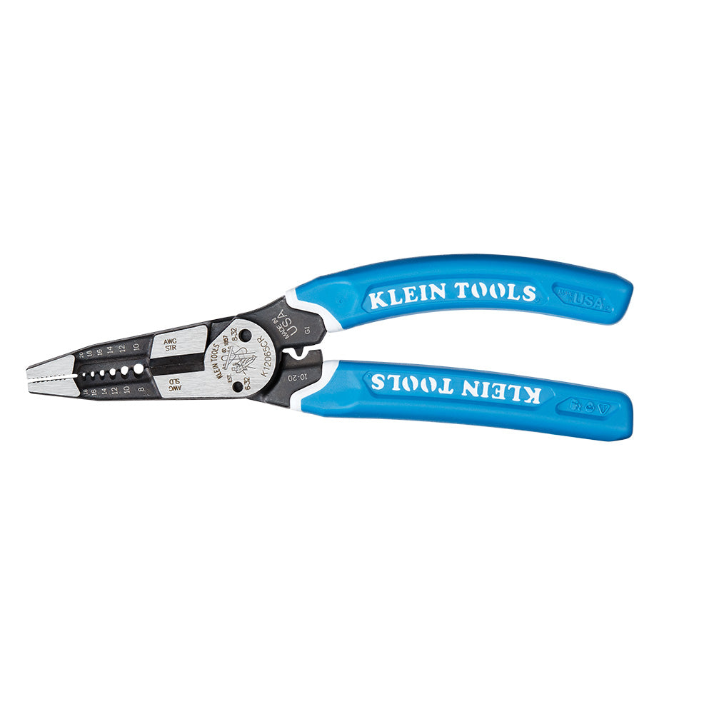 Klein-Kurve® Heavy-Duty Wire Stripper / Cutter / Crimper Multi Tool, 8-20 AWG | K12065CR - Cable Connection & Supply 