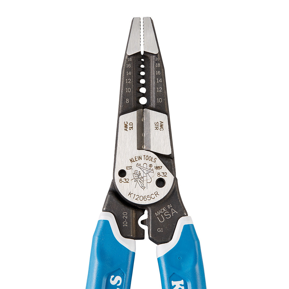 Klein-Kurve® Heavy-Duty Wire Stripper / Cutter / Crimper Multi Tool, 8-20 AWG | K12065CR - Cable Connection & Supply 