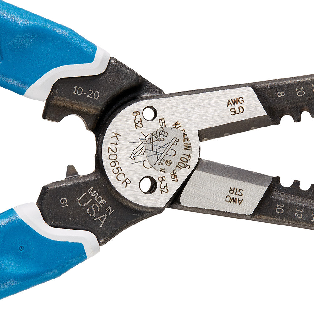 Klein-Kurve® Heavy-Duty Wire Stripper / Cutter / Crimper Multi Tool, 8-20 AWG | K12065CR - Cable Connection & Supply 