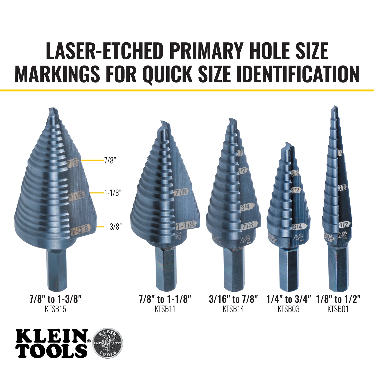 3-Step Drill Bit, 3/8-Inch Hex, Double Straight Flute, 7/8-Inch to 1-3/8-Inch | KTSB15 - Cable Connection & Supply 