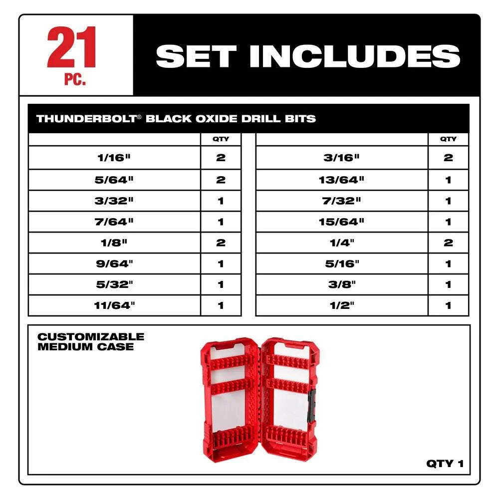 Black Oxide Twist Drill Bit Set (21-Piece) | 48-89-2801 - Cable Connection & Supply 