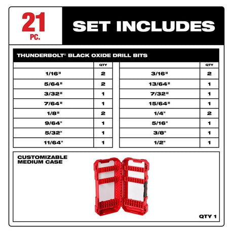 Black Oxide Twist Drill Bit Set (21-Piece) | 48-89-2801 - Cable Connection & Supply 