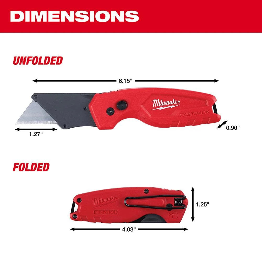 Milwaukee FASTBACK Folding Utility Knife with Blade Storage (2-Piece) | 48-22-1503 - Cable Connection & Supply 