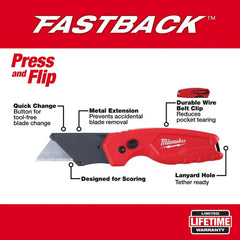 Milwaukee FASTBACK Folding Utility Knife with Blade Storage (2-Piece) | 48-22-1503 - Cable Connection & Supply 