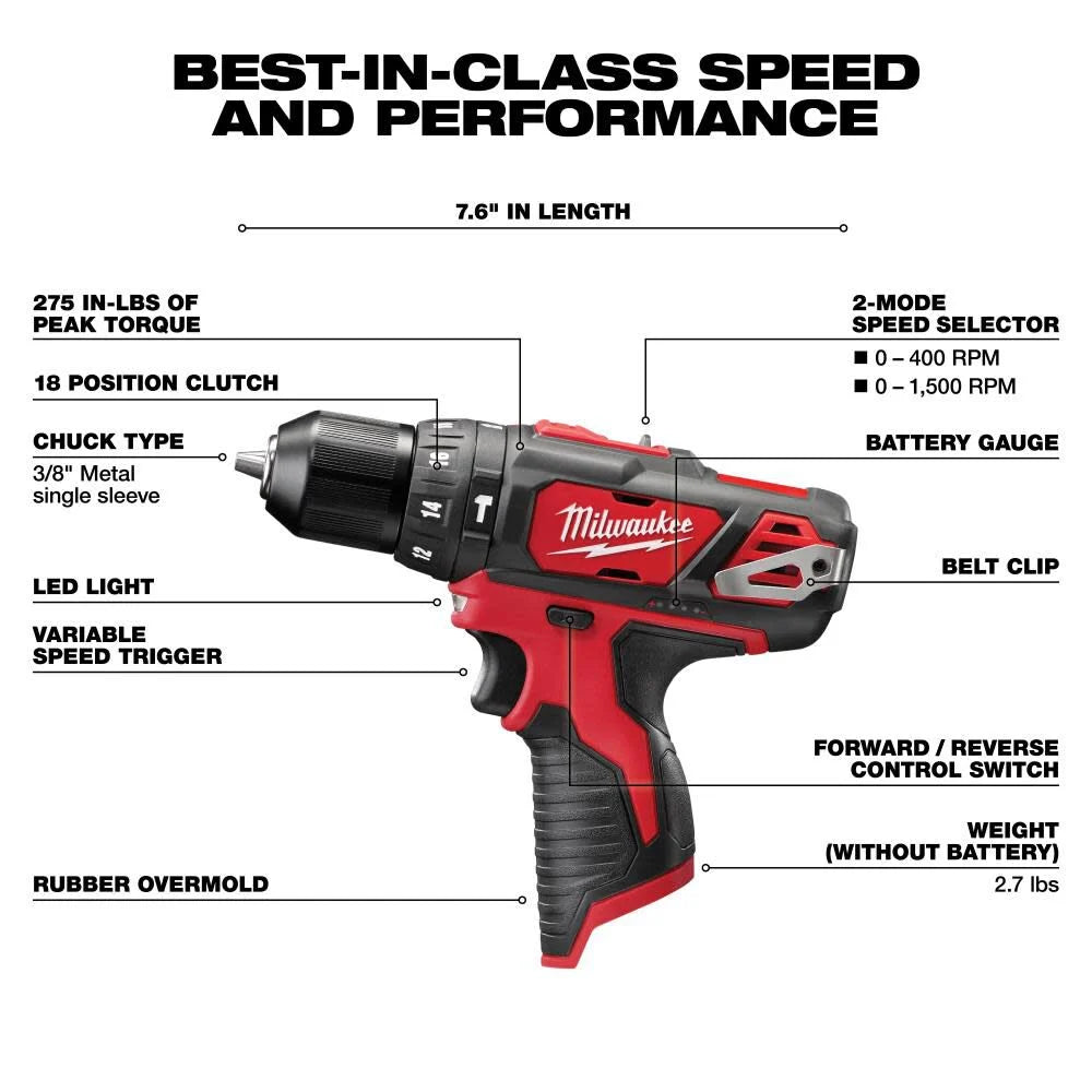 Milwaukee M12 12V Hammer Drill/Impact Driver Combo Kit 2 Tool | 2497-22 - Cable Connection & Supply 