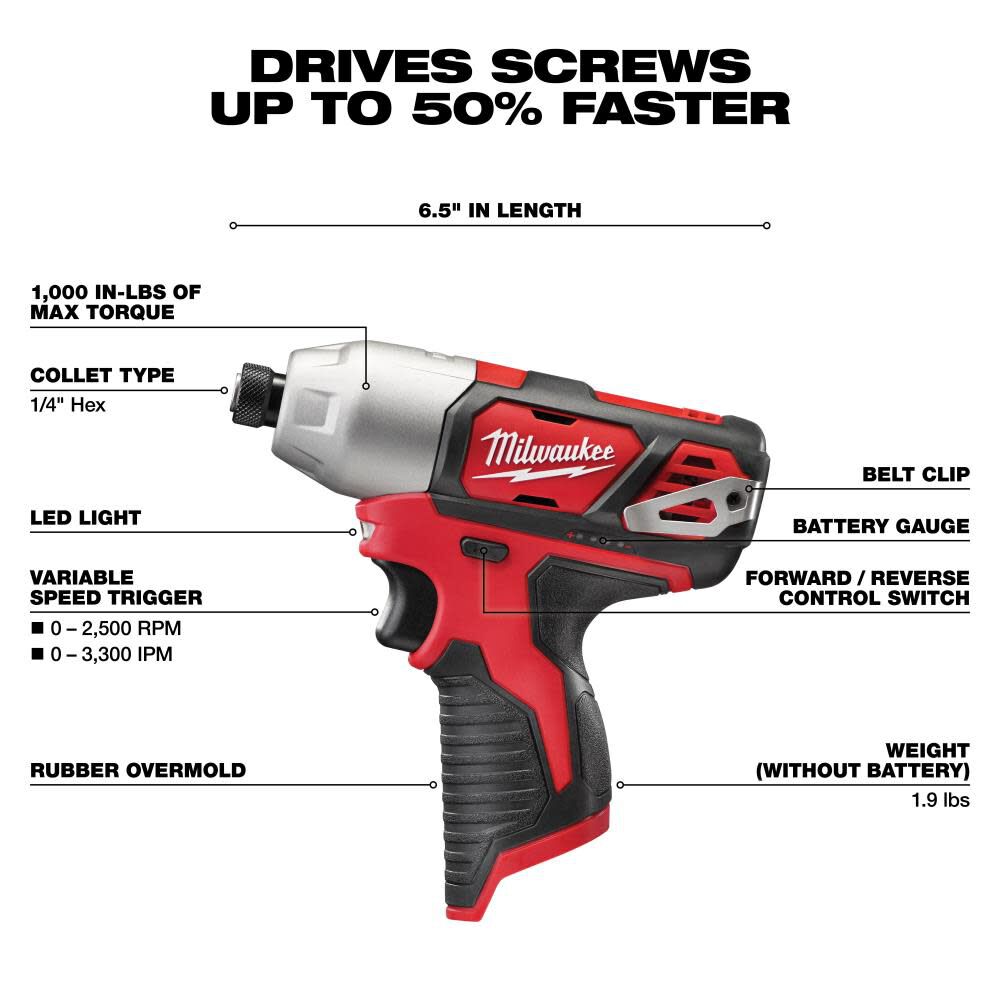 Milwaukee M12 12V Hammer Drill/Impact Driver Combo Kit 2 Tool | 2497-22 - Cable Connection & Supply 