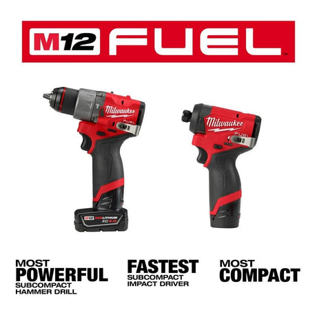 M12 FUEL 12-Volt Lithium-Ion Brushless Cordless Hammer Drill and Impact Driver Combo Kit w/2 Batteries and Bag (2-Tool) | 3497-22 - Cable Connection & Supply 