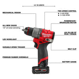 M12 FUEL 12-Volt Lithium-Ion Brushless Cordless Hammer Drill and Impact Driver Combo Kit w/2 Batteries and Bag (2-Tool) | 3497-22 - Cable Connection & Supply 