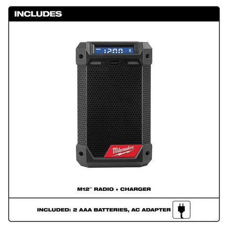 M12 12-Volt Lithium-Ion Cordless Bluetooth/AM/FM Jobsite Radio with Charger | 2951-20 - Cable Connection & Supply 