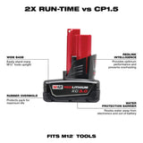 M12 12-Volt Lithium-Ion XC Extended Capacity 3.0 Ah Battery Pack (2-Pack) | 48-11-2412 - Cable Connection & Supply 