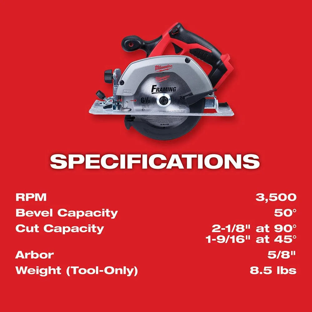 M18 18V Lithium-Ion Cordless 6-1/2 in. Circular Saw (Tool-Only) | 2630-20 - Cable Connection & Supply 