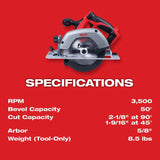 M18 18V Lithium-Ion Cordless 6-1/2 in. Circular Saw (Tool-Only) | 2630-20 - Cable Connection & Supply 