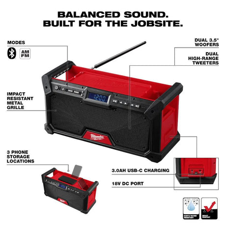 M18 18V Lithium-Ion Cordless Jobsite Radio | 2952-20 - Cable Connection & Supply 