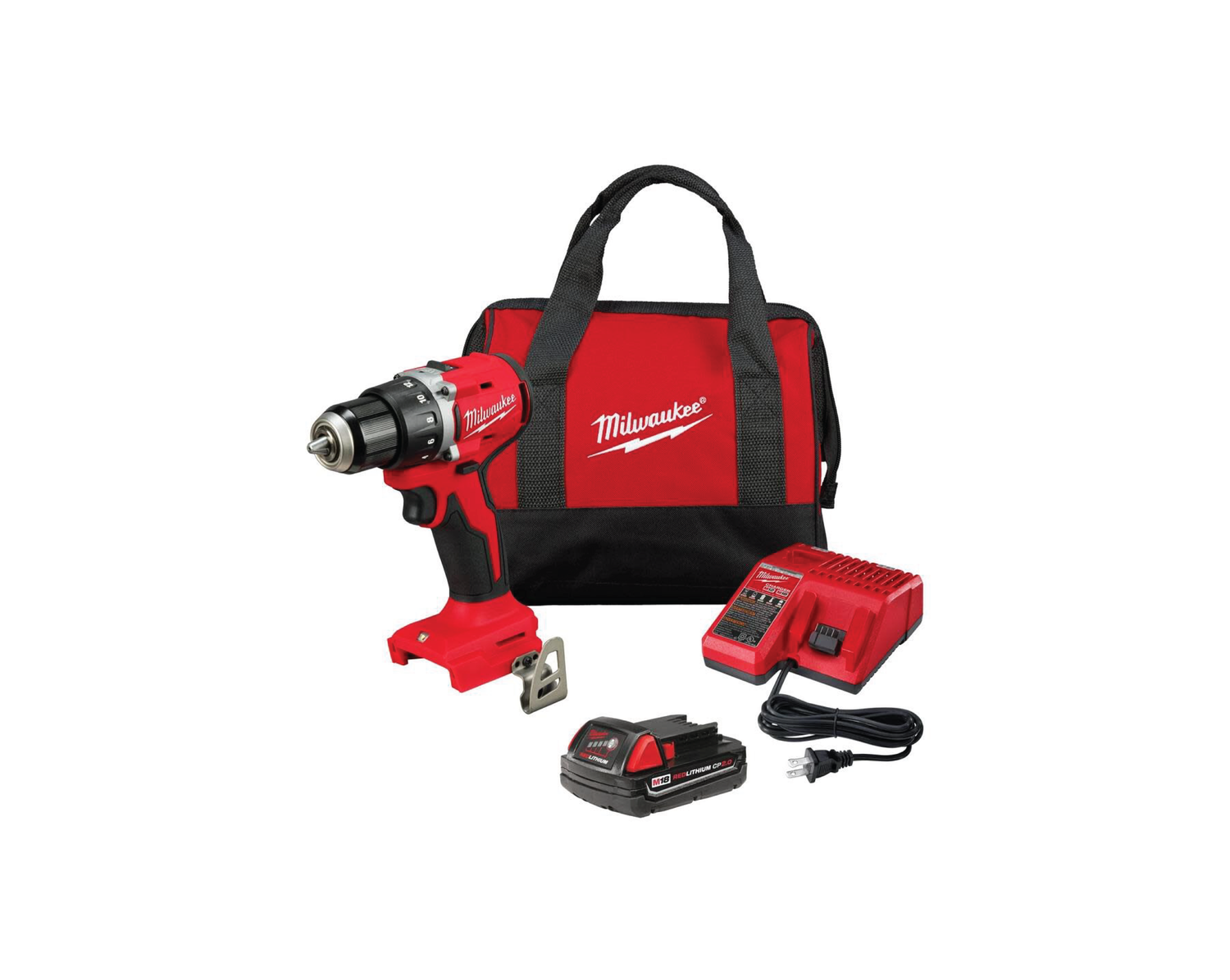 M18 18V Lithium-Ion Brushless Cordless 1/2 in. Compact Drill/Driver with One 2.0 Ah Battery, Charger and Tool Bag | 3601-21P - Cable Connection & Supply 