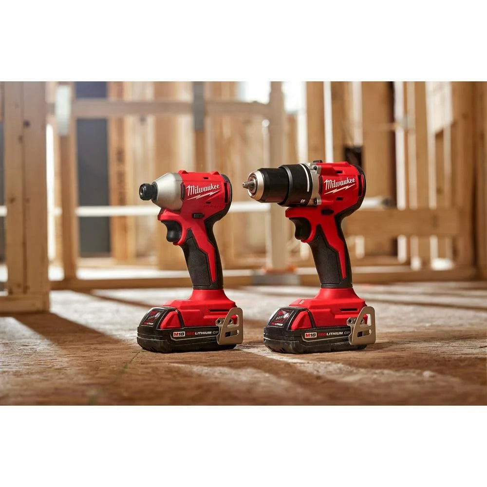 M18 18V Lithium-Ion Brushless Cordless Compact Drill/Impact Combo Kit (2-Tool) w/(2) 2.0 Ah Batteries, Charger & Bag | 3692-22CT - Cable Connection & Supply 