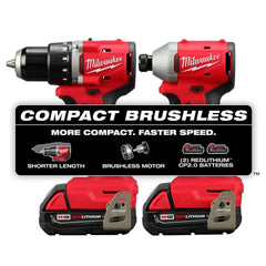 M18 18V Lithium-Ion Brushless Cordless Compact Drill/Impact Combo Kit (2-Tool) w/(2) 2.0 Ah Batteries, Charger & Bag | 3692-22CT - Cable Connection & Supply 