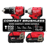 M18 18-Volt Lithium-Ion Brushless Cordless Compact Hammer Drill/Impact Combo Kit (2-Tool) with (2) Batteries, Bag | 3693-22CX - Cable Connection & Supply 