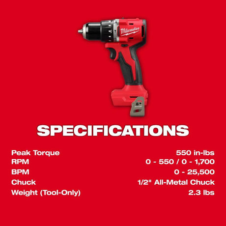 M18 18-Volt Lithium-Ion Brushless Cordless Compact Hammer Drill/Impact Combo Kit (2-Tool) with (2) Batteries, Bag | 3693-22CX - Cable Connection & Supply 