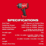 M18 FUEL 18V Lithium-Ion Brushless Cordless 1/2 in. Impact Wrench with Friction Ring (Tool-Only) | 2967-20 - Cable Connection & Supply 