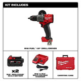 M18 FUEL 18V Lithium-Ion Brushless Cordless 1/2 in. Drill/Driver Kit W/(2) 5.0Ah Batteries, Charger, and Hard Case | 2903-22 - Cable Connection & Supply 