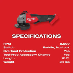 M18 FUEL 18V Lithium-Ion Brushless Cordless 4-1/2 in./5 in. Grinder w/Paddle Switch (Tool-Only) | 2880-20 - Cable Connection & Supply 