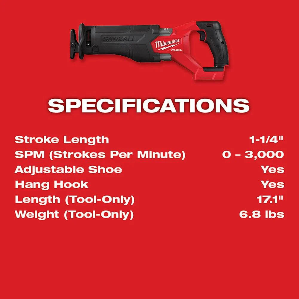 M18 FUEL GEN-2 18V Lithium-Ion Brushless Cordless SAWZALL Reciprocating Saw (Tool-Only) | 2821-20 - Cable Connection & Supply 