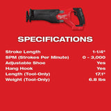 M18 FUEL GEN-2 18V Lithium-Ion Brushless Cordless SAWZALL Reciprocating Saw (Tool-Only) | 2821-20 - Cable Connection & Supply 