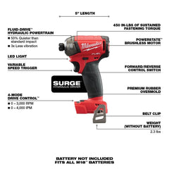 M18 FUEL SURGE 18V Lithium-Ion Brushless Cordless 1/4 in. Hex Impact Driver (Tool-Only) | 2760-20 - Cable Connection & Supply 