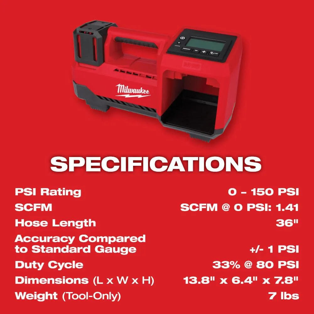 M18 18-Volt Lithium-Ion Cordless Electric Portable Inflator (Tool-Only) | 2848-20 - Cable Connection & Supply 