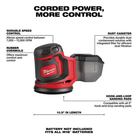 Milwaukee M18 Random Orbit Sander (Bare Tool) | 2648-20 - Cable Connection & Supply 