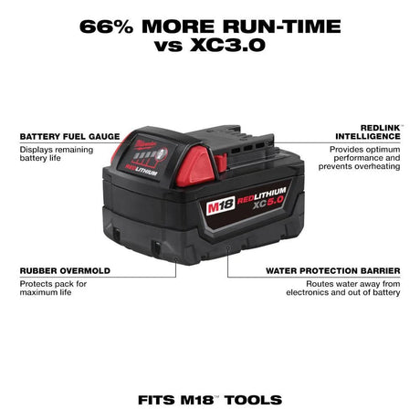 M18 18-Volt Lithium-Ion XC Extended Capacity 5.0 Ah Battery Pack (2-Pack) | 48-11-1852 - Cable Connection & Supply 