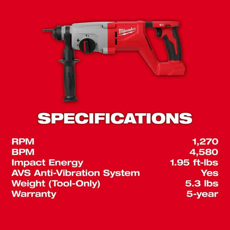 M18 18V Lithium-Ion Brushless Cordless 1 in. SDS-Plus D-Handle Rotary Hammer (Tool-Only) | 2613-20 - Cable Connection & Supply 