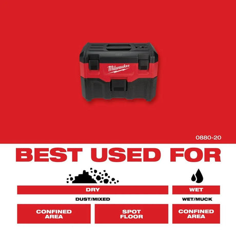 M18 18-Volt 2 Gal. Lithium-Ion Cordless Wet/Dry Vacuum (Vacuum-Only) | 0880-20 - Cable Connection & Supply 