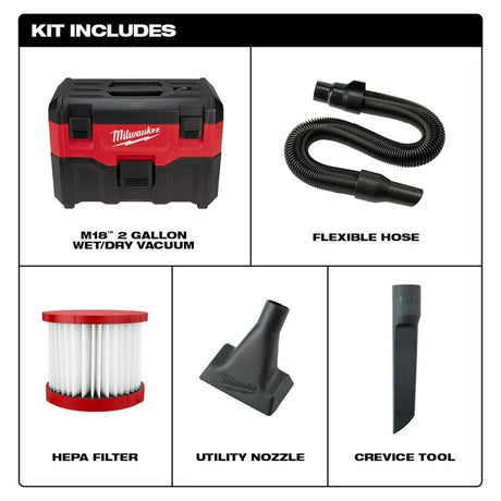 M18 18-Volt 2 Gal. Lithium-Ion Cordless Wet/Dry Vacuum (Vacuum-Only) | 0880-20 - Cable Connection & Supply 